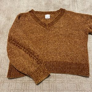 {Hippie Rose} Chenille V Neck Cable Knit Sweater- Size Medium